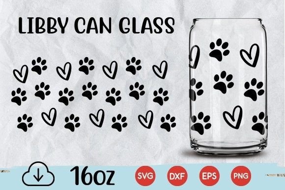 Dog Paw Heart Libbey Glass Design Svg