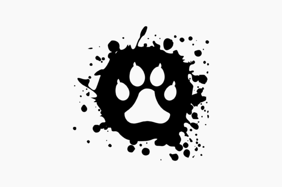 Dog Paw Print Splat Ink