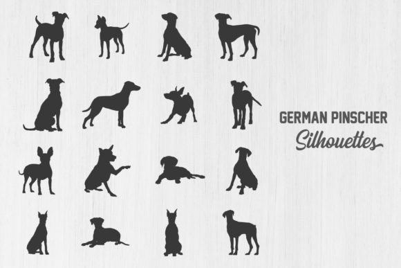 German Pinscher Dog Silhouettes