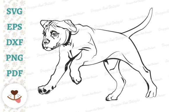 Running Boxer Puppy Dog Vector Cut File