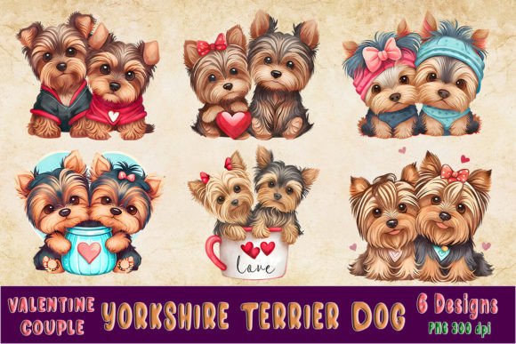Yorkshire Terrier Dog Couple Valentine